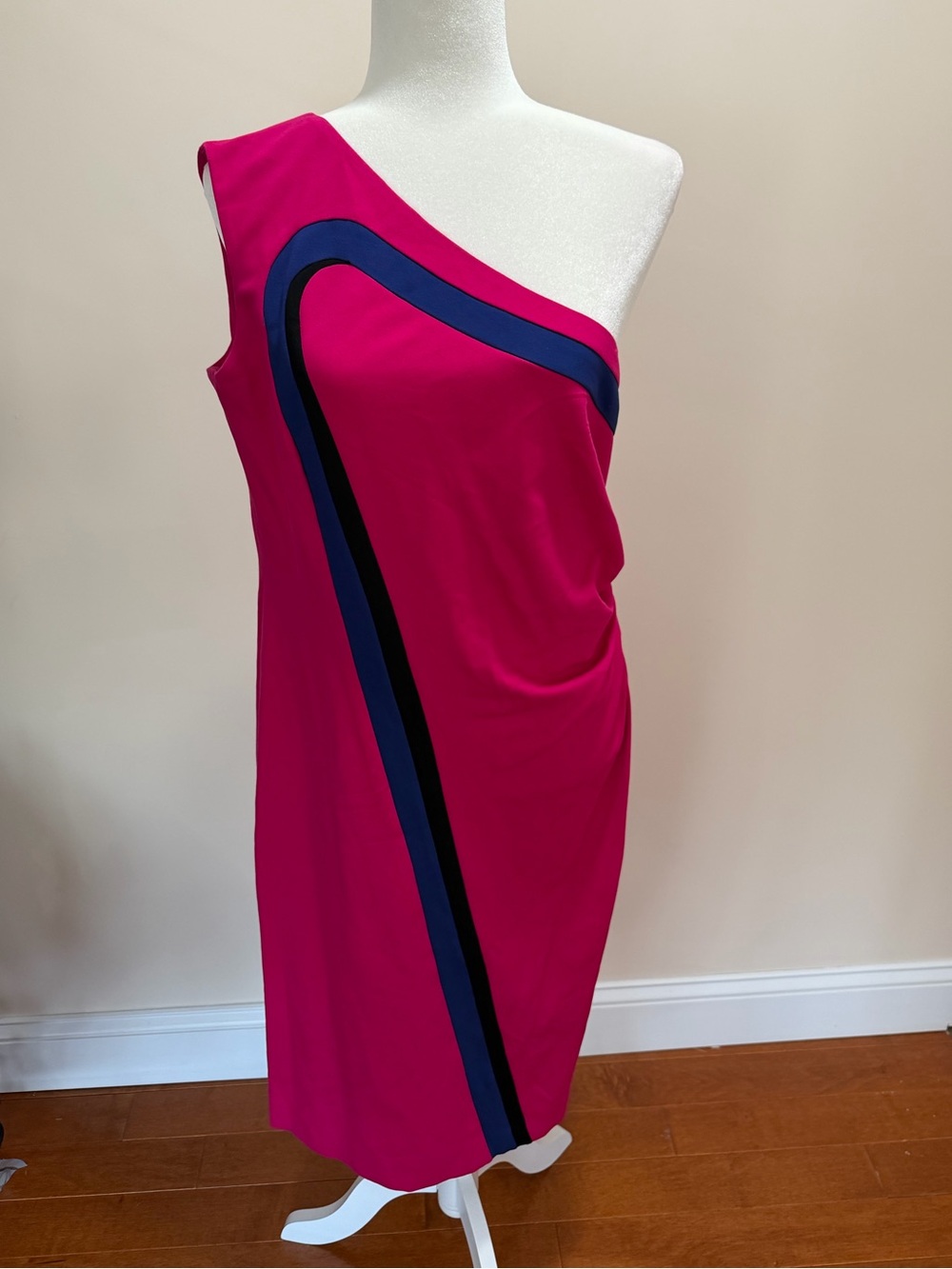 Escada Pink Viscose Blend Sleeveless One Shoulder Bodycon Dress Sz. 44 (14)